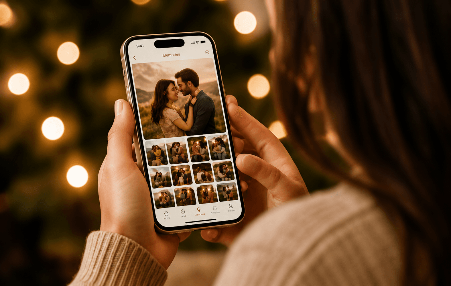 Phone displaying private memory gallery