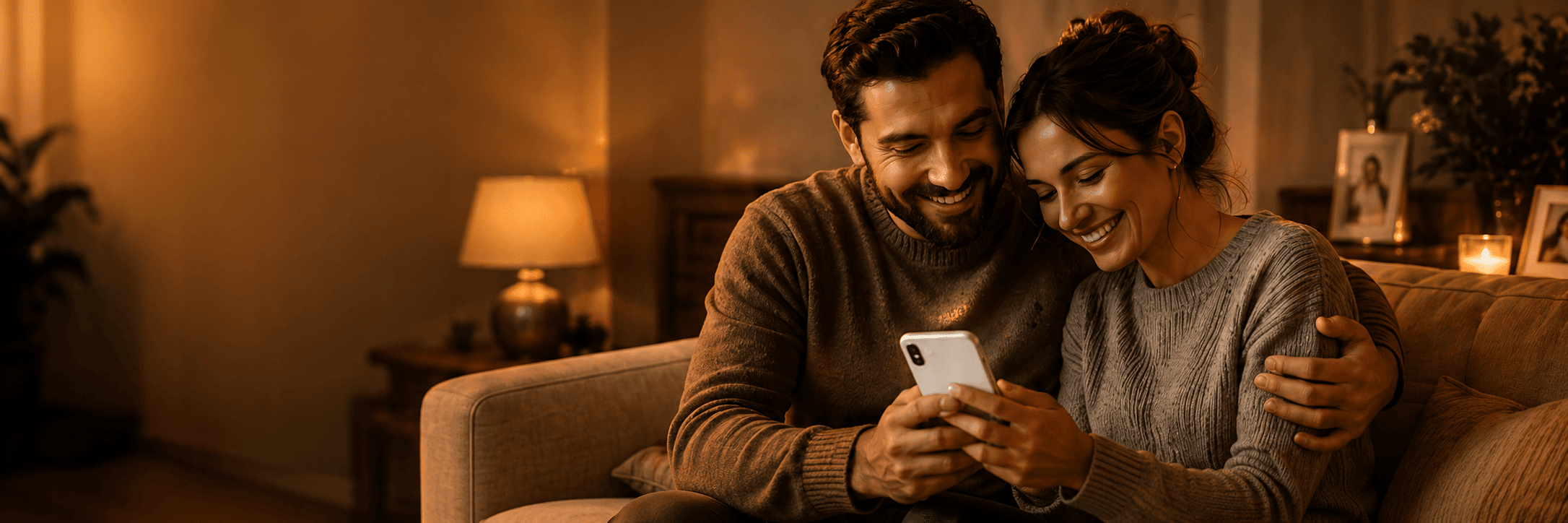 Couple reviewing memories together